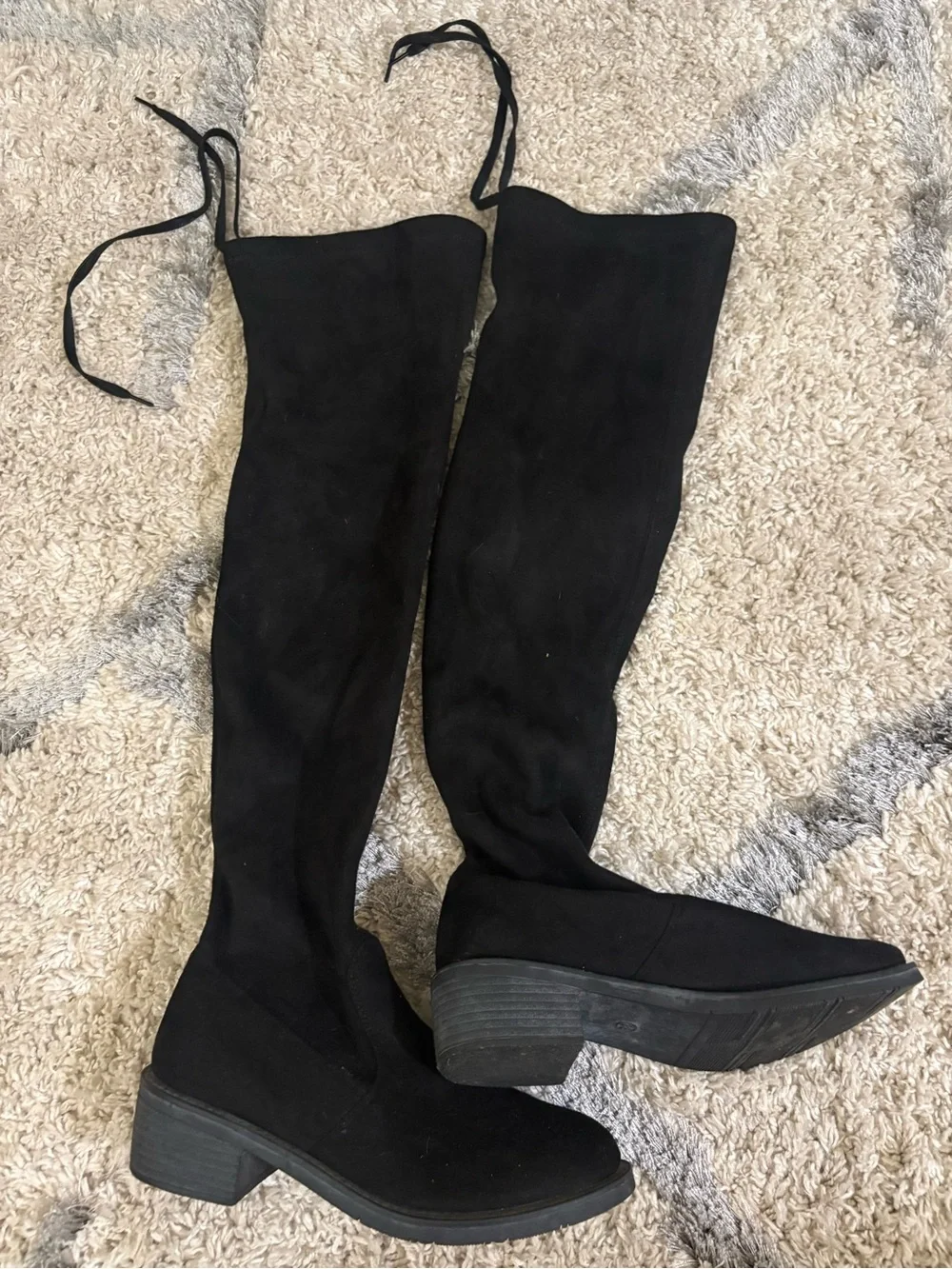 Women's Black Over-the-Knee Heeled Boots